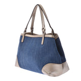 GUCCI Gucci blue/silver unisex denim leather tote bag used