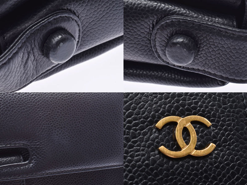 Chanel Shoulder Bag Black GP Hardware Ladies Caviar Skin B Rank CHANEL Used Ginzo