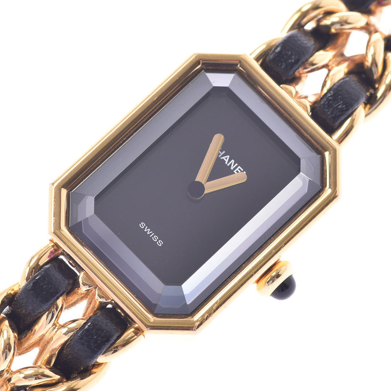 CHANEL シャネルプルミエールサイズ L Lady's GP/ leather watch quartz lindera board AB rank used silver storehouse