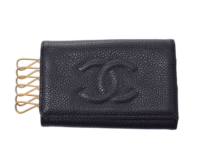 Authentic CHANEL Timeless Black Caviar 6 Key Holder Case - 4.24"x2.75&# 034; CHIC ❤️
