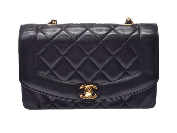 Chanel Matrasse Chain Shoulder Bag Diana Black G Hardware Ladies Lambskin B Rank CHANEL Gala Used Ginzo