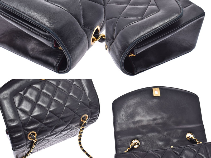 Chanel Matrasse Chain Shoulder Bag Diana Black G Hardware Ladies Lambskin B Rank CHANEL Gala Used Ginzo