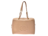 Chanel matelasse chain tote bag beige G metal fittings Lady's caviar skin B rank CHANEL guarantee used silver storehouse
