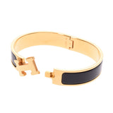 Hermes Clickcrack PM Bangle Gold/Black Unisex GP Bracelet HERMES Used