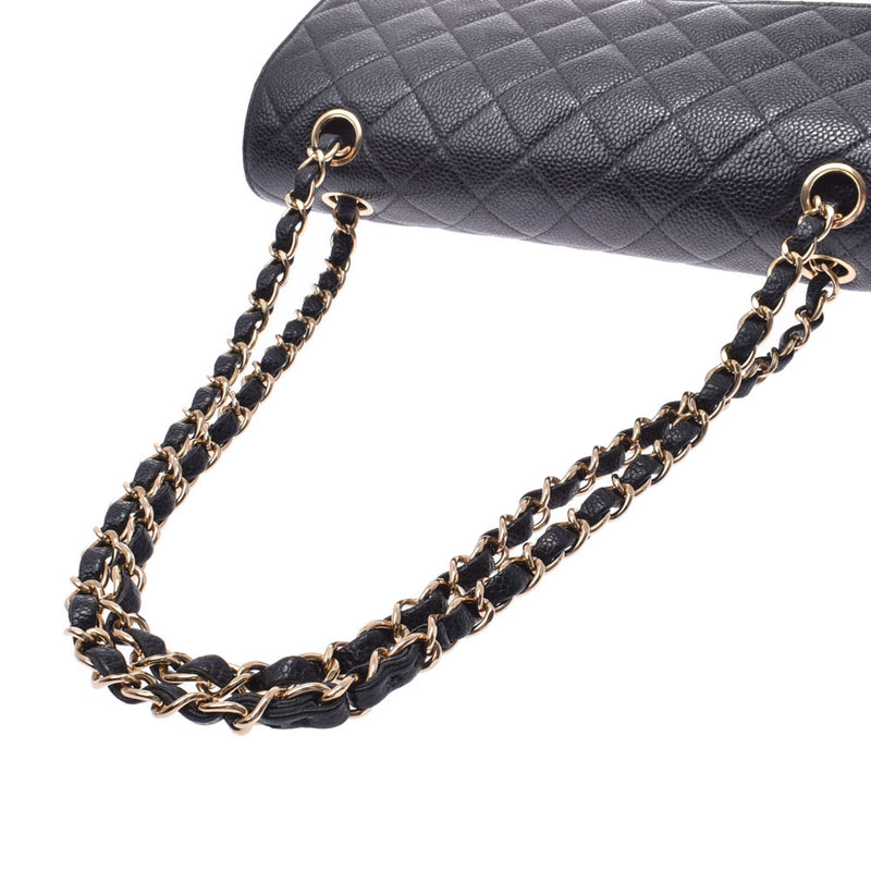 Chanel chain shoulder bag: Dual lid 14143 black/Gold fittings, Ladies Cavyskin skysine, chalder bag, chal used, chal chase