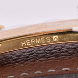 HERMES エルメス Hベルト サイズ80cm ゴールド/黒×ゴールド金具 □F刻印(2002年頃) メンズ トゴ ボックスカーフ ベルト Bランク 中古 銀蔵