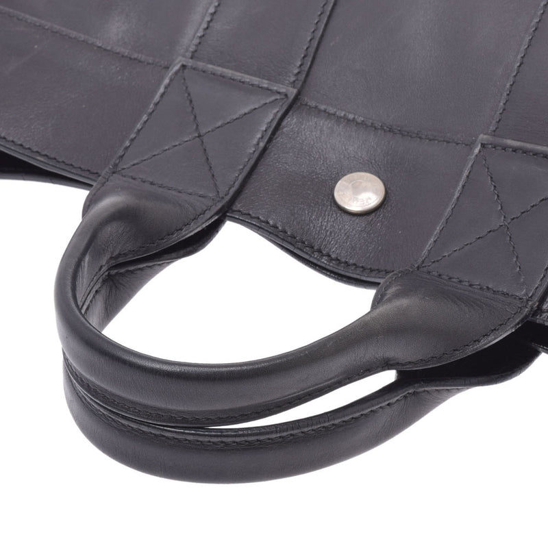 Hermes Hermes fold toe PM black silver hardware carved Unisex EVA calf handbag used