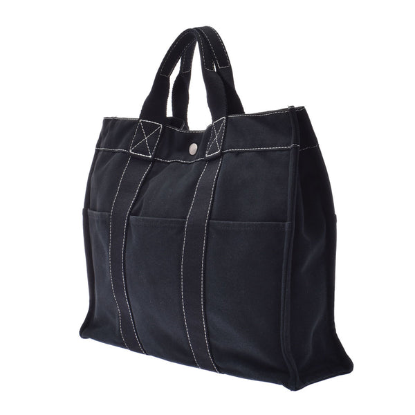 HERMES Hermesdovdville MM Black Unissex Canvas Used with canvas Totes