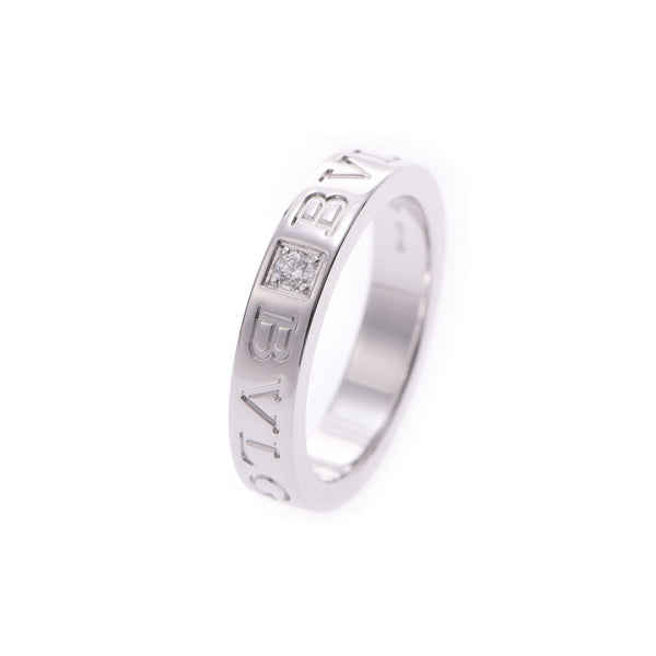 BVLGARI宝格丽（Bulgari）双徽标戒指女士K18WG / 1P钻石戒指/环10.5已使用