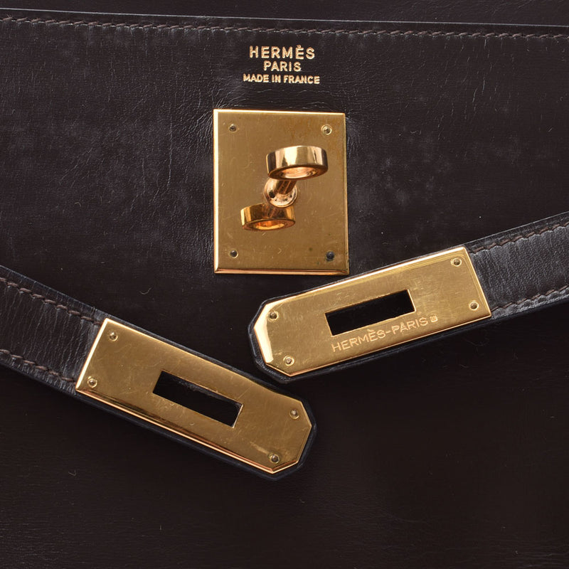 HERMES爱马仕凯利32棕色黄金金属配件○P邮票（1986年左右）邮票女士框小牛皮手提包二手