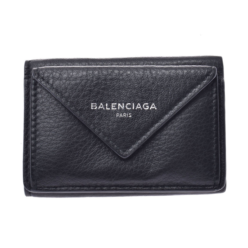BALENCIAGA Balenciaga纸质迷你钱包黑色中性皮革三折钱包二手