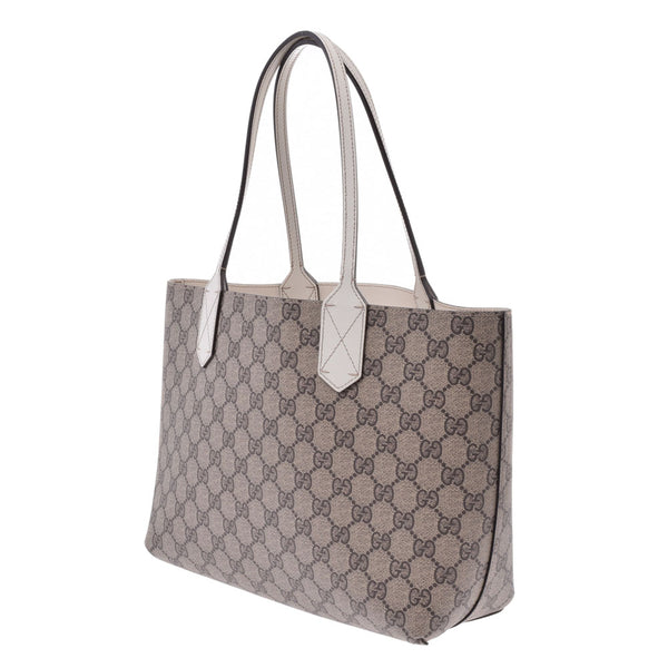 GUCCI Gucci GG Supreme Reversible Tote Bag Grey/White Women's PVC Tote Bag Used