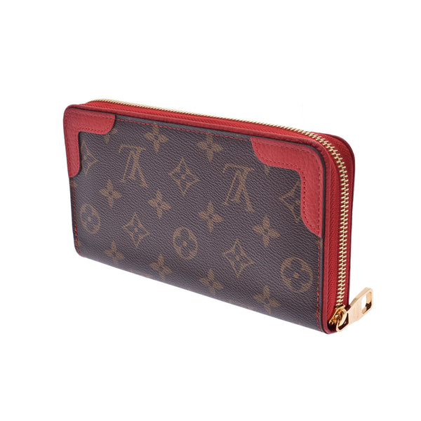 14145 LOUIS VUITTON ルイヴィトンレティーロジッピーウォレット brown / red Lady's monogram canvas long wallet M61854 is used
