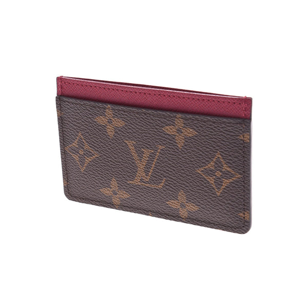 LOUIS VUITTON路易威登Monogram Porte Carte Sanpur Pass卡套棕色/紫红色M60703中性Monogram帆布卡夹A级二手Ginzo