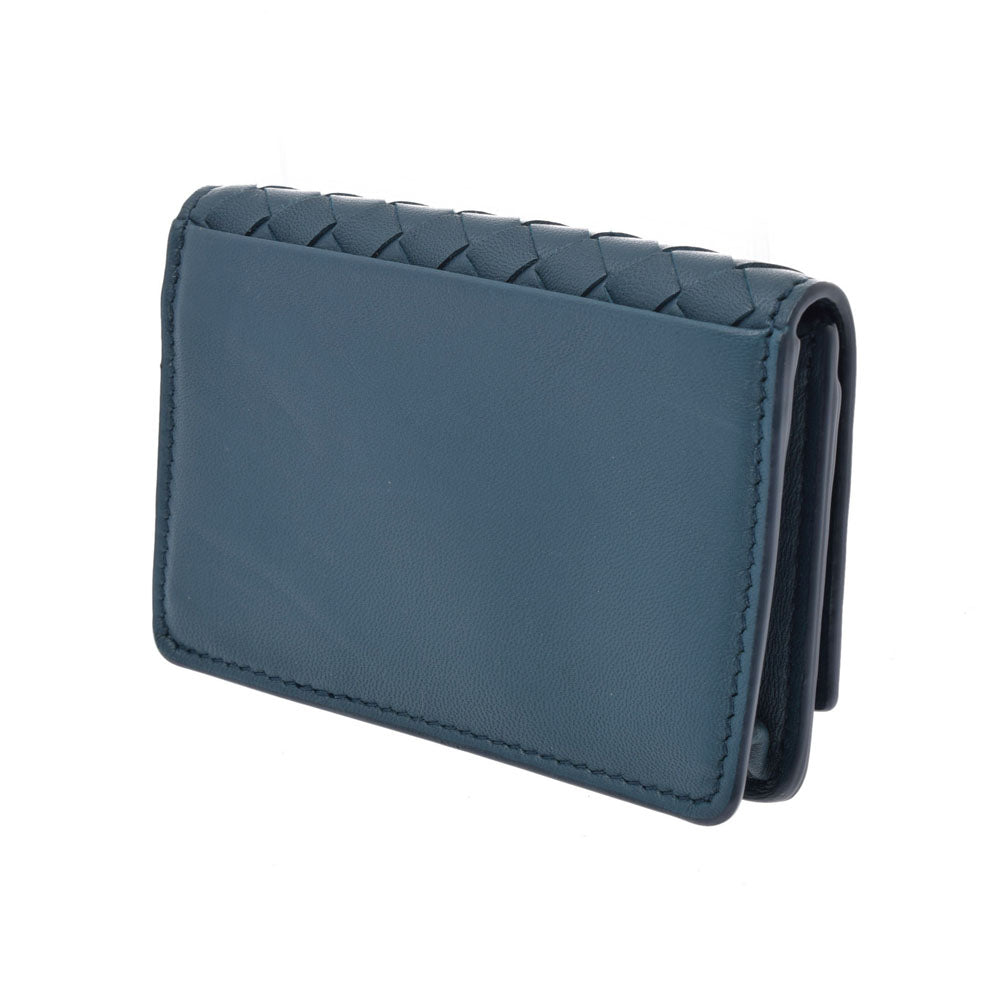 Bottega Veneta Business Card Holder Intrecciato Blue Men's