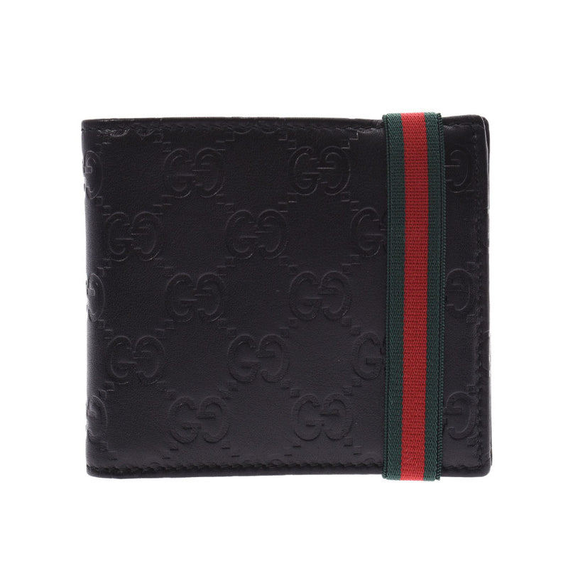 GUCCI グッチ二つ折り札入れ 
 黒 メンズ レザー 札入れ
 154443 
 中古