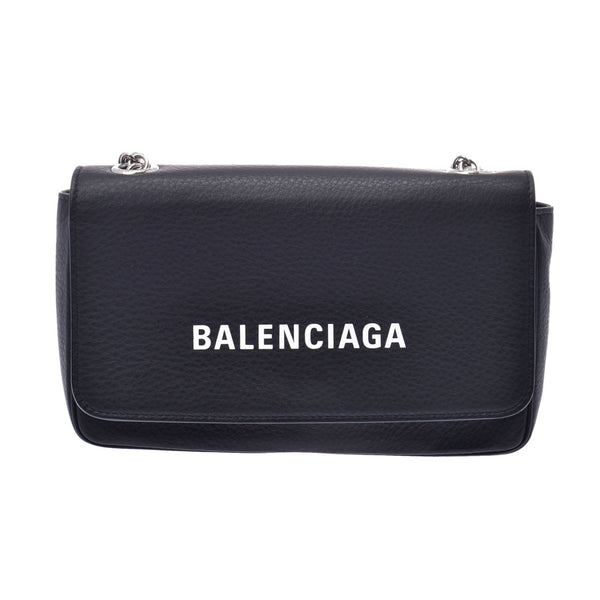 BALENCIAGA Everyday Chain Wallet Black Ladies Leather Shoulder Bag A Rank Used Ginzo