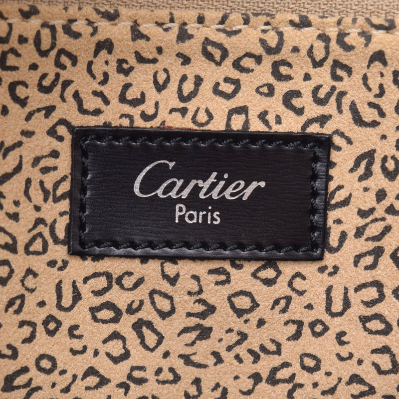 【Cartier カルティエ】パンテール トート ハンドバッグ 黒 ヒョウ柄