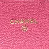 CHANEL Mattelasse Pink Gold Hardware Ladies Caviar Skin Coin Case AB Rank Used Ginzo