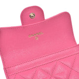 CHANEL Mattelasse Pink Gold Hardware Ladies Caviar Skin Coin Case AB Rank Used Ginzo