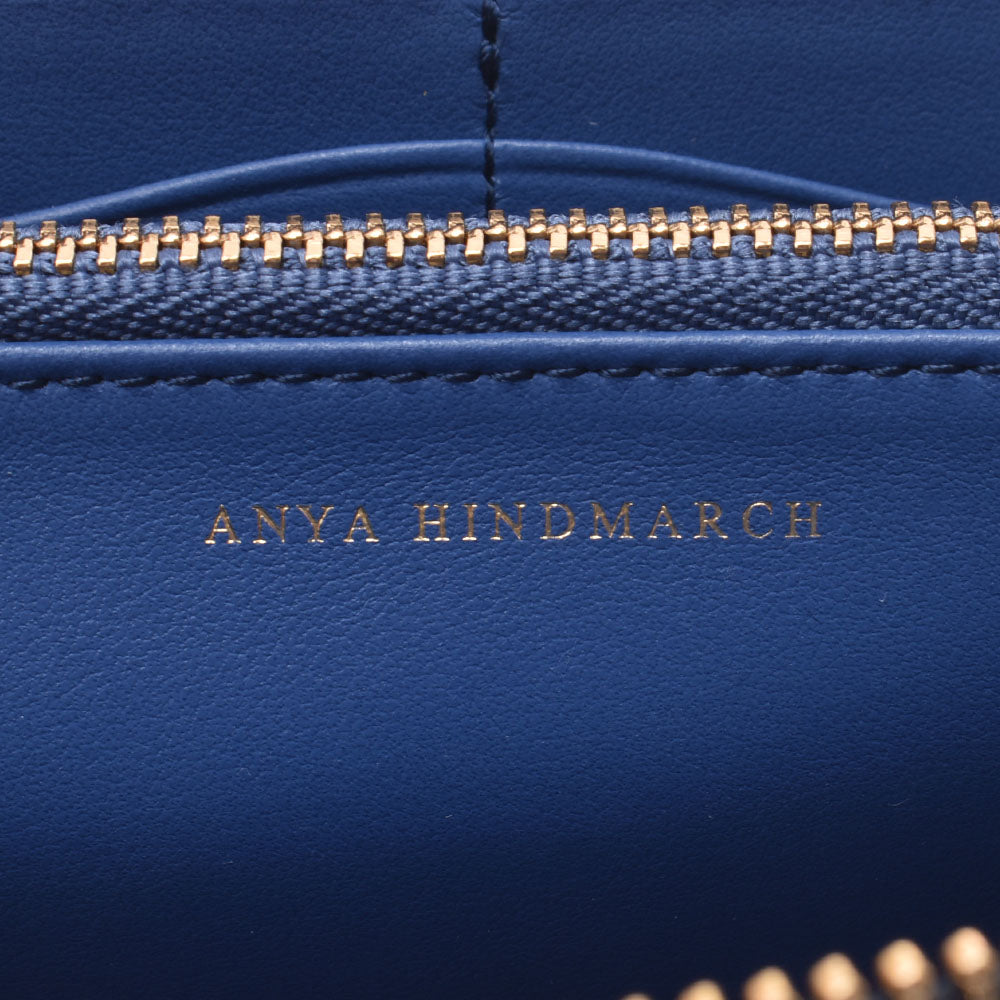 アニヤ・ハインドマーチスマイリー ラウンドファスナー長財布 ネイビー レディース カーフ 長財布 Anya Hindmarch 中古 – 銀蔵オンライン