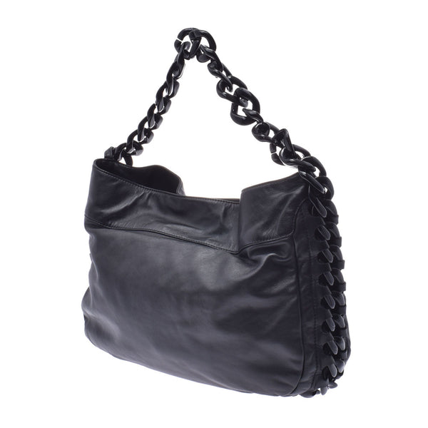 CHANEL Chanel plastic chain bag black Lady's lambskin plastic one shoulder bag    Used