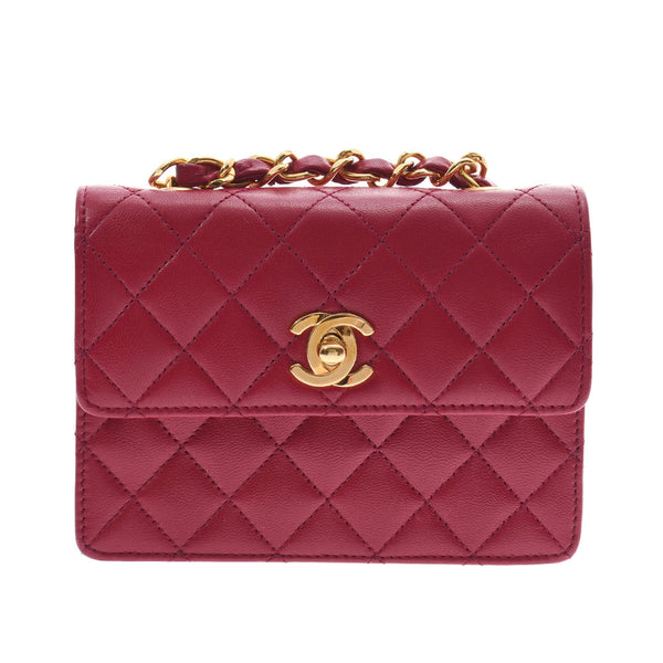 CHANEL香奈儿（Chanel）迷你Matasse链条单肩包紫红色x金色硬件女士小羊皮单肩包
