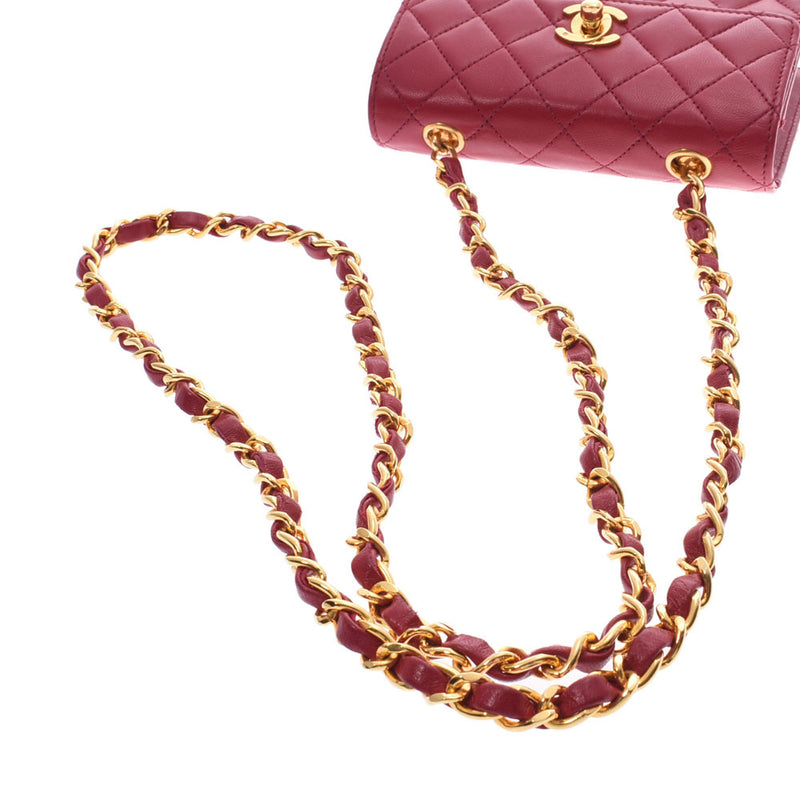 CHANEL Chanel Minimatrasse Chain Shoulder Bag Fuchsia x Gold Hardware Ladies Lambskin Shoulder Bag Used