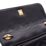 CHANEL Chanel small small top handle flap bag black X gold hardware lady Slam skin 2WAY bag used