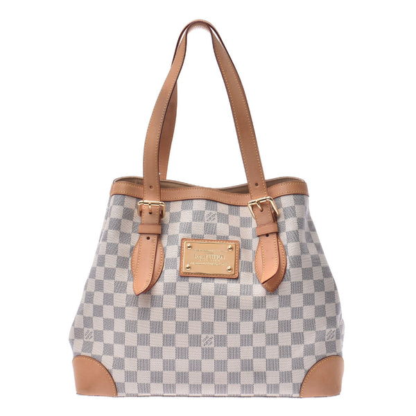 LOUIS VUITTON Louviton Azur Ham-Hampstead MM White Ladies Damiair Canvas Top-Bag N51206 Used