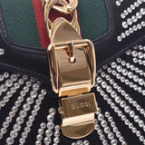 GUCCI グッチ シルヴィー ハンドバッグ 黒×緑/赤 ゴールド金具 470270 レディース サテン ビジュー 2WAYバッグ 未使用 銀蔵