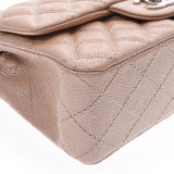 CHANEL Chanel mini-matelasse chain shoulder bag metallic beige silver metal fittings Lady's caviar skin shoulder bag    Used