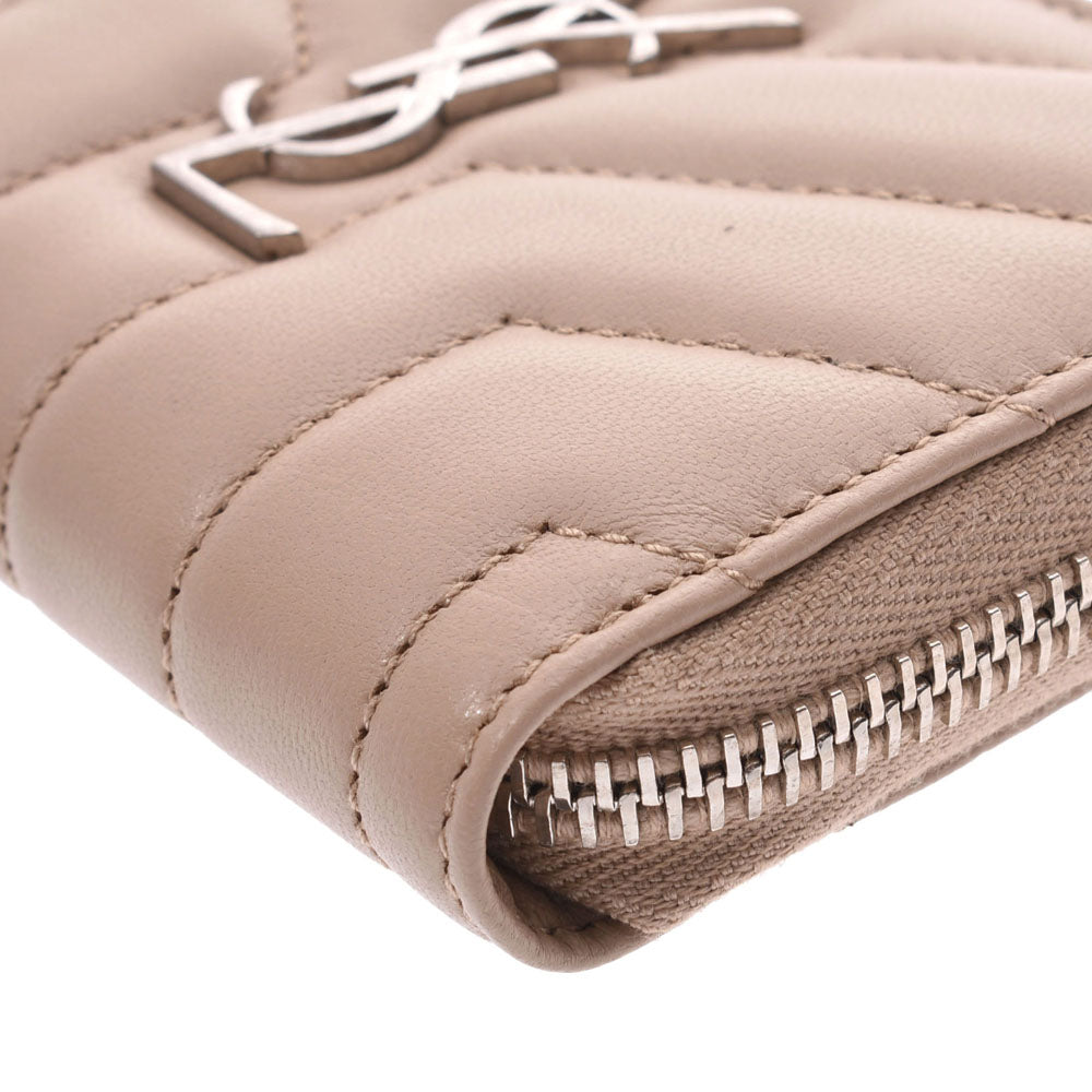 サンローランルル ジップ コインパース 小銭入れ ベージュ シルバー  