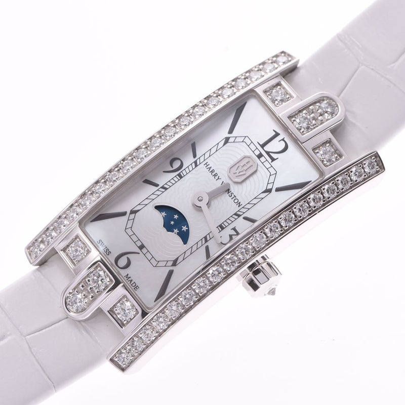 HARRY WINSTON Harry Winston, avenue, mini-moon, AVCQMP16WW001, Ladies, WG/Diamond, leather/diamond, watch, clots, machine, mazzer, board, A-rank, used silver storehouse.