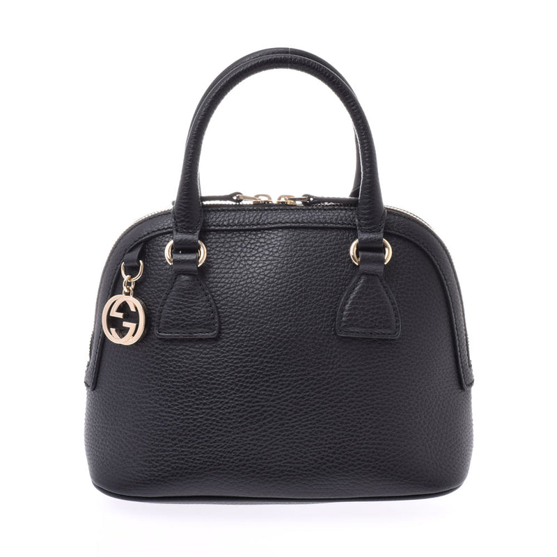 Gucci outlet black gold metal fittings ladies leather 2WAY bag 