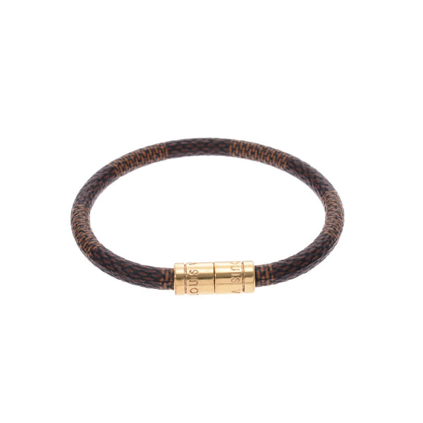 LOUIS VUITTON Louis Vuitton Brassley Keep It Old Model Damier Brown Gold Metal Fitting Unisex Bracelet Used