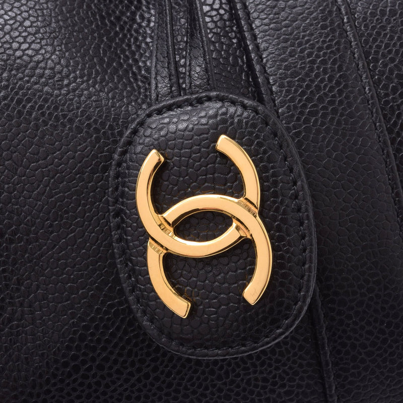 CHANEL Shanel, Black Gold, Gold, and Cavyskin Skin, Bostonbags, Used.