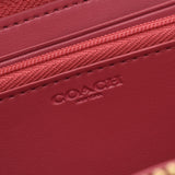 教练签名圆形拉链长钱包出口深棕色/粉红色F54630妇女PVC/皮革长钱包新用银