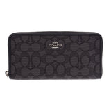 COACH coach signature round fastener long wallet black 53602 lady's canvas long wallet newly used goods silver storehouse