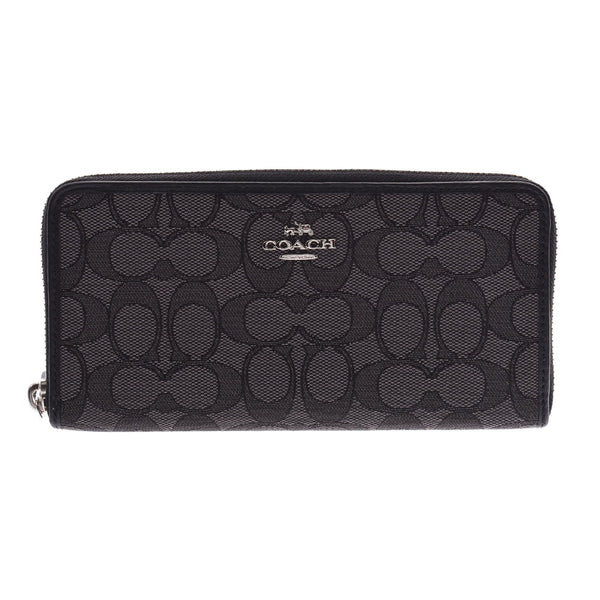 コーチシグネチャー ラウンドファスナー長財布 黒 レディース 長財布