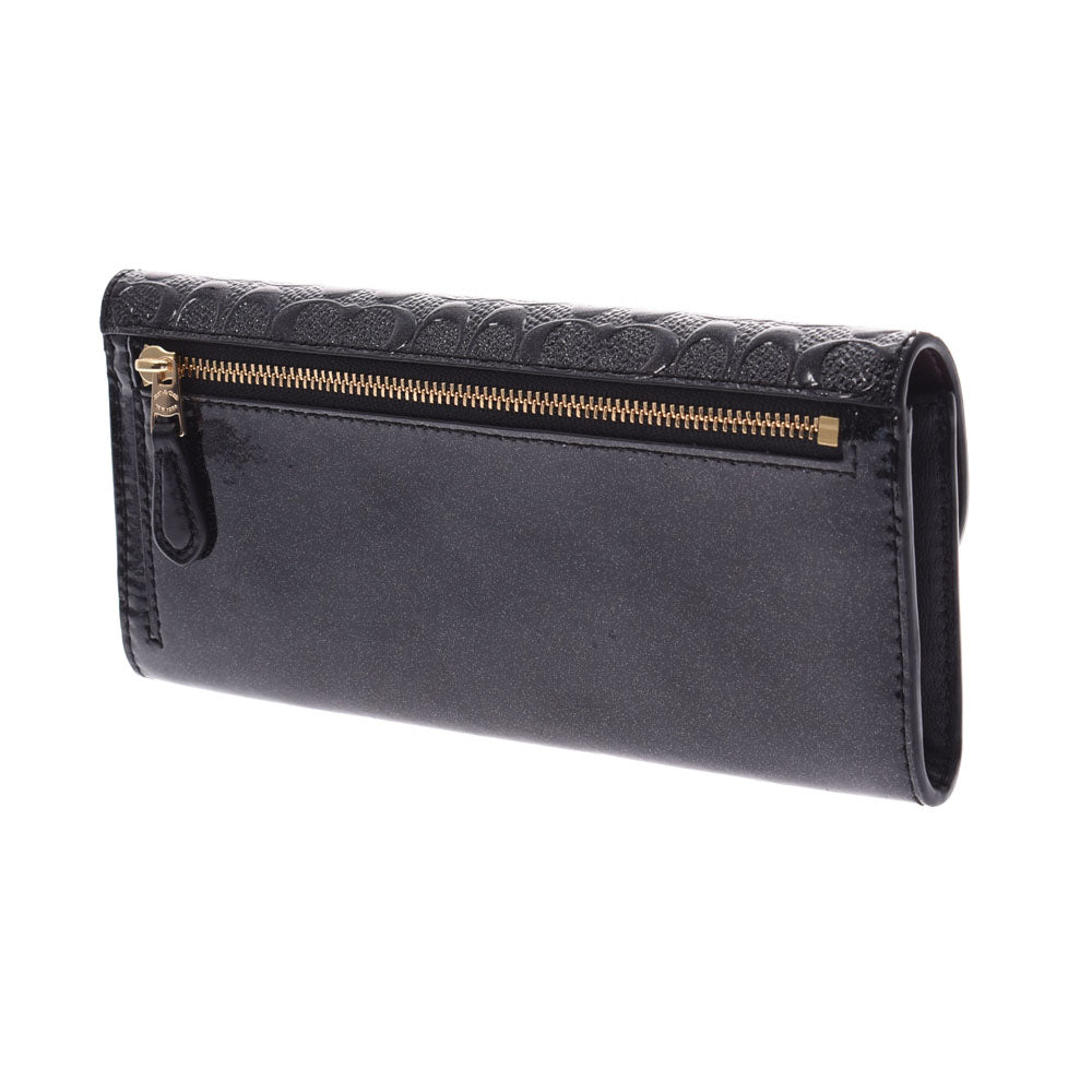 COACH コーチ ファスナー長財布 アウトレット 黒ラメ F26814 レディース エナメル 長財布 新同 中古  人気・おすすめ｜使いやすい・旅行におすすめ 品質保証 全国発送 日本国内発送・最短翌日お届け