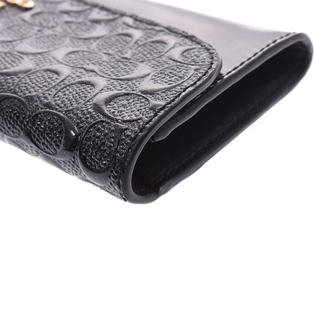 COACH コーチ ファスナー長財布 アウトレット 黒ラメ F26814 レディース エナメル 長財布 新同 中古  人気・おすすめ｜使いやすい・旅行におすすめ 品質保証 全国発送 日本国内発送・最短翌日お届け