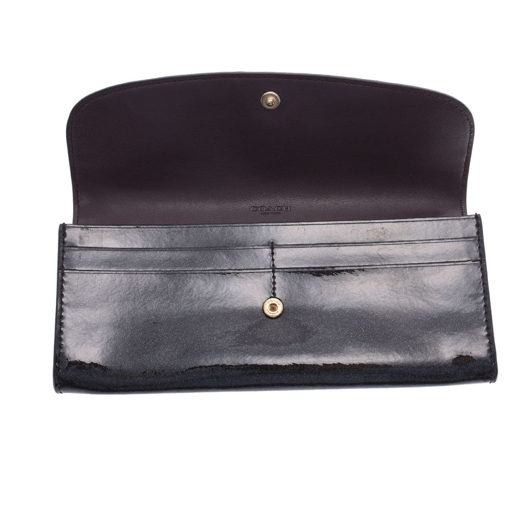 COACH コーチ ファスナー長財布 アウトレット 黒ラメ F26814 レディース エナメル 長財布 新同 中古  人気・おすすめ｜使いやすい・旅行におすすめ 品質保証 全国発送 日本国内発送・最短翌日お届け