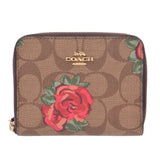 COACH Coach Signature/Rose Round Zipper Wallet Outlet Brown F38704 Ladies PVC Bi-fold Wallet Shindo Used Ginzo