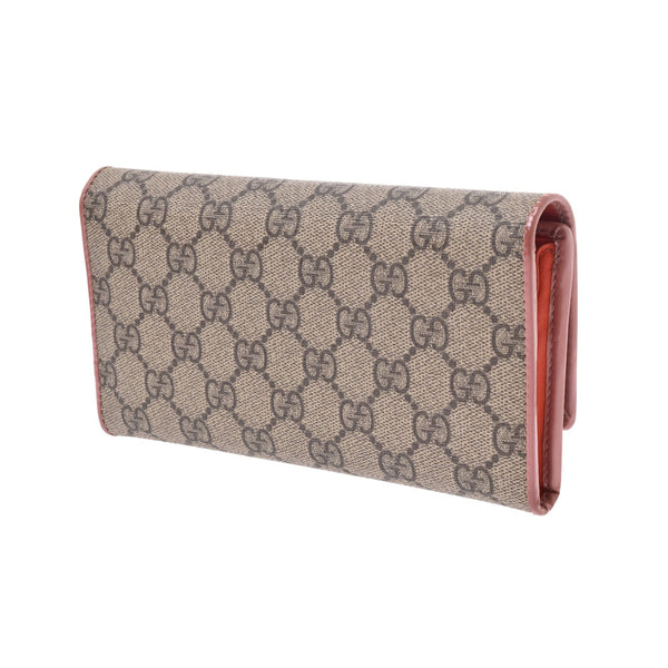 GUCCI continental wallet grey / pink 388679 women's long purse B-rank used silver