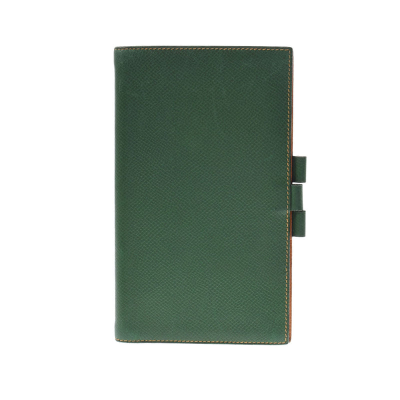 HERMES Agenda GM Green/Yellow ○Y stamped (around 1995) Unisex Kushbell notebook cover B rank used Ginzo