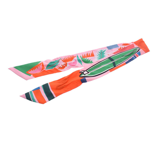 HERMES Sea surf and Fun / Sea Surf and Fun Pink / orange / green Women's silk scarf used