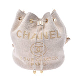 CHANEL Chanel Deauville drawstring purse shoulder bag White Russian Lady's canvas leather one shoulder bag    Used