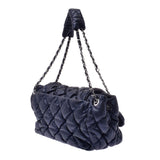 CHANEL Bubble Quilt Chain Shoulder Bag Navy Silver Hardware Ladies Lambskin Shoulder Bag Used