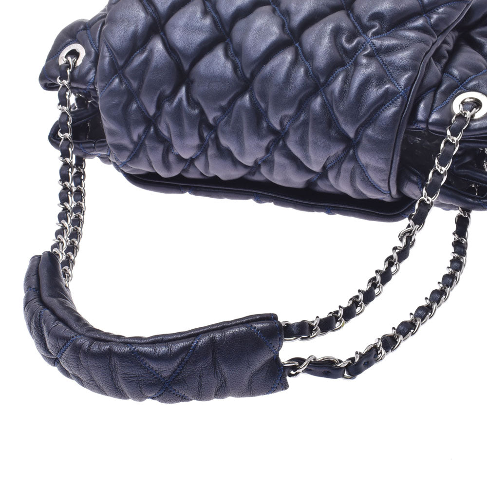 CHANEL シャネルバブルキルト チェーンショルダーバッグ ネイビー 